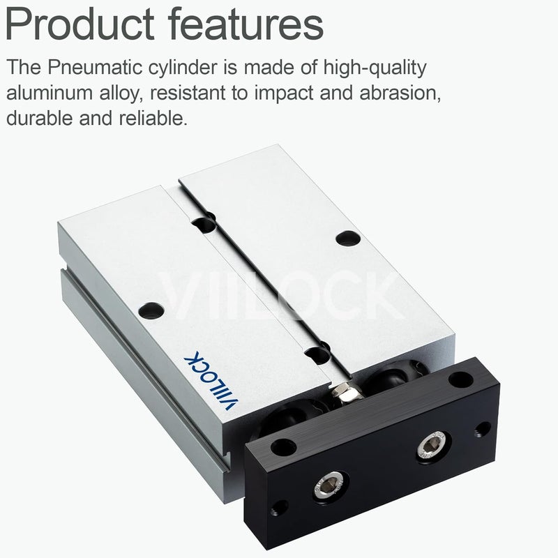 VIILOCK Pneumatic Air Cylinder 32mm Bore 50mm Stroke, Small Air Cylinder Double Rod Double Action TN32x50 - Image 2